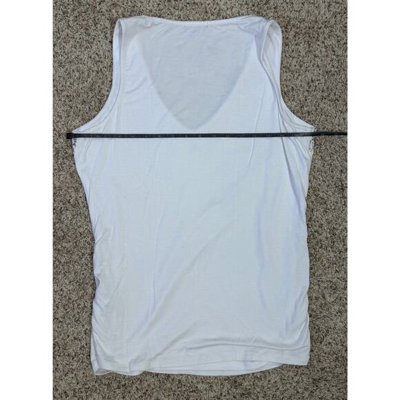 XOXO Women White Silver Beaded Tank Top Camisole V Neck Sleeveless XL - Picture 8 of 9